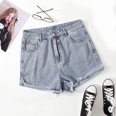Джинсовые шорты размера плюс Shein