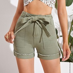 Джинсовые шорты с поясом Shein
