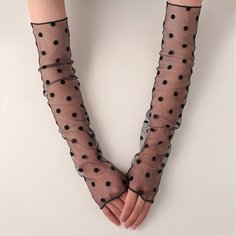 Сетчатые длинные перчатки в горошек Shein