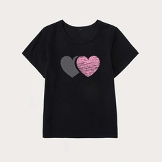 Сердечко Повседневный Футболки для маленьких девочек Shein