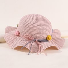 Соломенная шляпа с бантом для девочек Shein