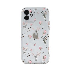 Прозрачный чехол для iPhone с принтом оленя и цветка Shein