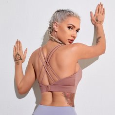 крест на крест Одноцветный Спортивные бюстгальтеры Shein