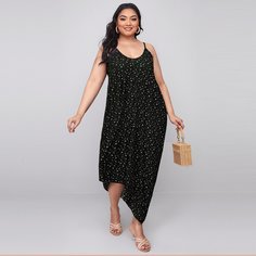 Асимметричное платье на бретельках размера плюс с принтом Shein