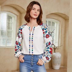 Цветочный Бохо Блузы Shein