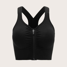 на молнии Одноцветный Спортивные бюстгальтеры Shein