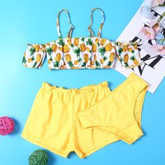 Оборка Фрукты и овощи милый Купальники для девочек Shein