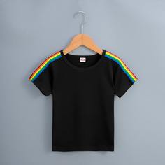 Футболка в радужную полоску для девочек Shein