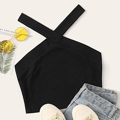 Трикотажный Топ С Перекрещивающимися Бретельками Shein