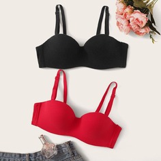 Однотонный бюстгальтер 2шт Shein