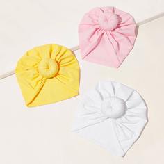 Детская однотонная шапка-тюрбан 3шт Shein
