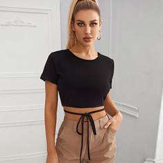 Короткая облегающая футболка с круглым вырезом Shein