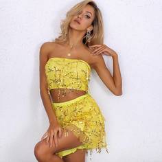Бандо с бахромой, завязкой, блестками и шорты Shein