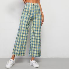 Широкие брюки в клетку Shein