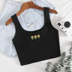 Короткая майка с вышивкой Shein