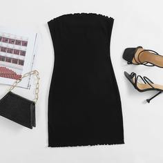 Декоративный край Одноцветный Повседневный Платья Shein