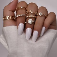 7шт кольцо со стразами Shein