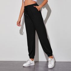 Спортивные брюки на кулиске с карманом Shein