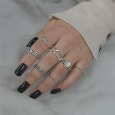 9шт кольцо с камнем Shein