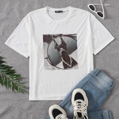 Животный Повседневный Футболки Shein