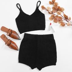 Вязаная майка и вязаные шорты Shein