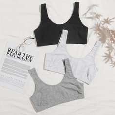 Однотонный короткий жилет из трех частей Shein