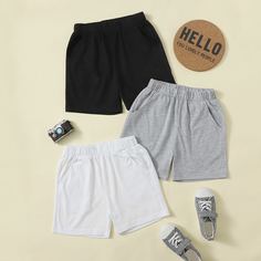 Карман Одноцветный Повседневный Шорты для мальчиков Shein