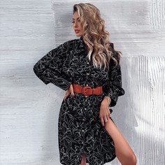 Платье-рубашка с пуговицами и цветочным принтом Shein