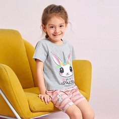 Пижама с оригинальным принтом для девочек Shein