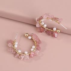 Открытые серьги-кольца с искусственным жемчугом Shein