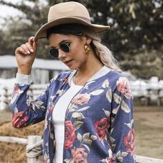 на молнии Цветочный Повседневный жакеты Shein