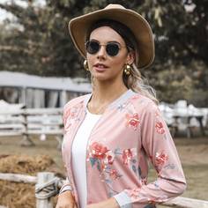 на молнии Цветочный Повседневный жакеты Shein
