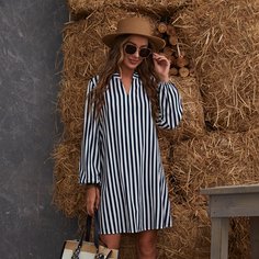 Полосатый Повседневный Платье Shein