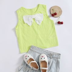 Жилет с бантом для маленьких девочек в горошек Shein