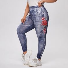 Леггинсы размера плюс с цветочным принтом Shein