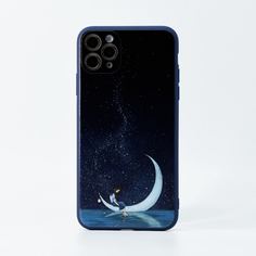 Чехол для iPhone с узором луны и девочки Shein