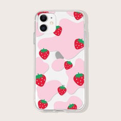 Прозрачный чехол для iPhone с узором клубники Shein