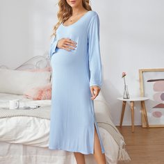 Трикотажное платье для беременных с разрезом Shein