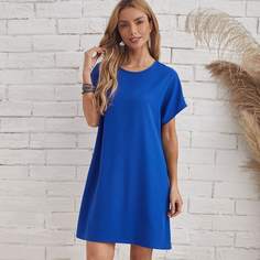 Однотонное платье с оригинальным рукавом Shein