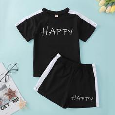 Шорты и футболка с текстовым принтом для мальчиков Shein