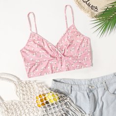 Короткий топ размера плюс с цветочным принтом Shein