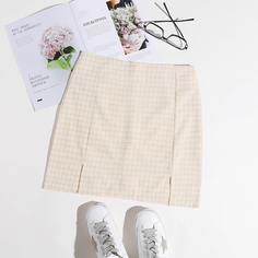 Юбка в клетку с разрезом Shein