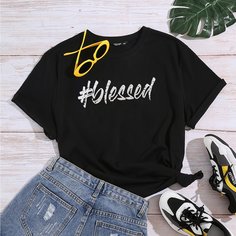 Футболка размера плюс с текстовым принтом Shein