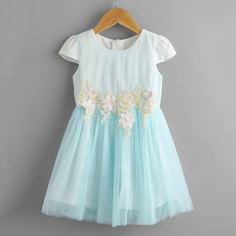 Расклешенное сетчатое платье с аппликацией для девочек Shein
