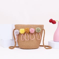 Соломенная сумка через плечо для девочек Shein