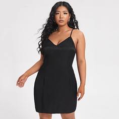 Крестовый дизайн Одноцветный Повседневный Платья размер плюс Shein