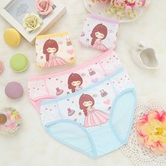 4шт нижнее белье с графическим принтом для девочек Shein