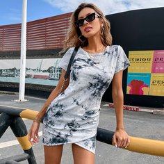 Асимметричное платье с принтом тай дай Shein