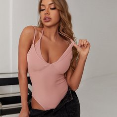 Трикотажное боди на бретелях Shein