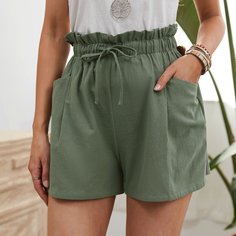 Шорты на кулиске с присборенной талией Shein